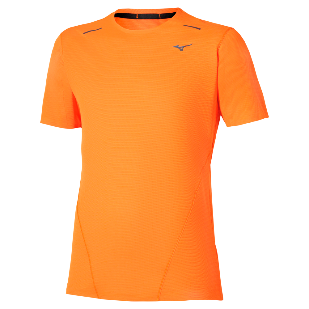 Mizuno Tech Light Dryaeroflow Short Sleeve Tee Tangelo Herren Grösse S